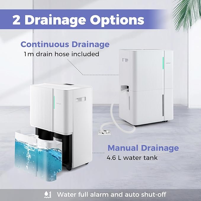 COSTWAY 74 Pints Dehumidifier for Basement, 6000 Sq.Ft Dehumidifier - Image 4
