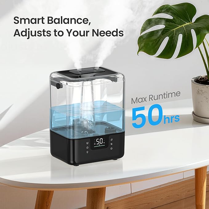 Smart Humidifiers for Bedroom Home, 6L Cool Mist Top Fill Humidifier Large Room - Image 2