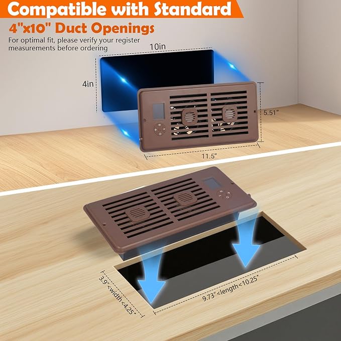 Register Booster Fan Fits 4" x 10" Register Holes, Vent Fan - Image 4