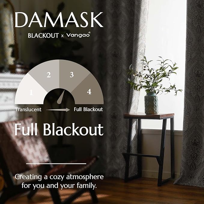 Vangao Damask Curtains Paisley Medallion Print Curtains - Image 5