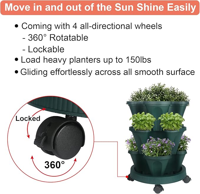 GameXcel Vertical Planter 3 Tier Stackable Planters Garden Planters Strawberry - Image 6