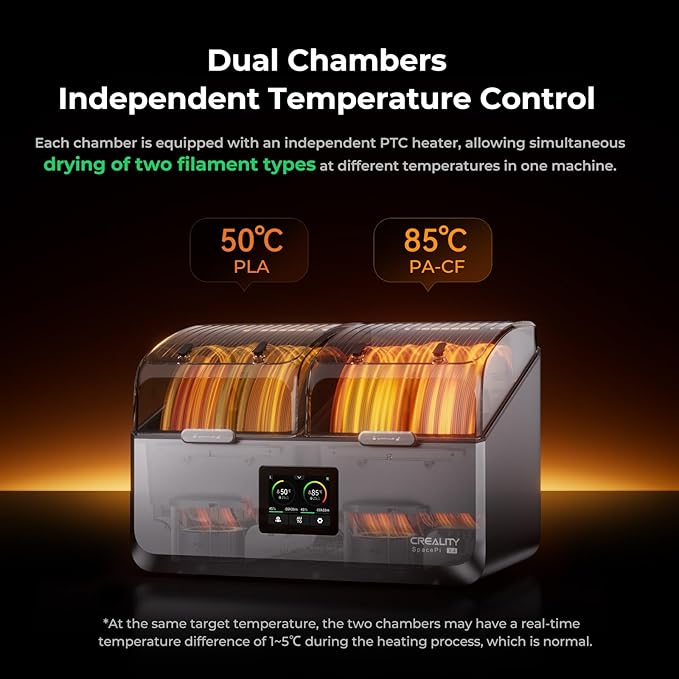Official Creality Space Pi X4 Filament Dryer Box, Dry 4 Spools Dual Chambers - Image 4