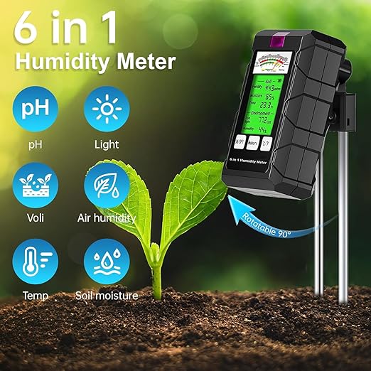 6-in-1 Soil Moisture Meter, Hygrometer - Image 2