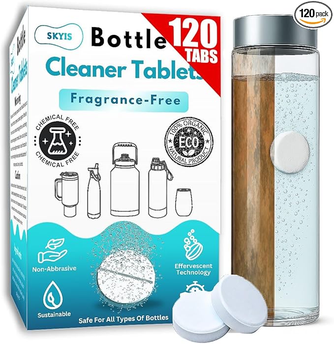 120 Pcs Water Bottle Cleaning Tablets, Bottle Cleaning Tablets by Skyis