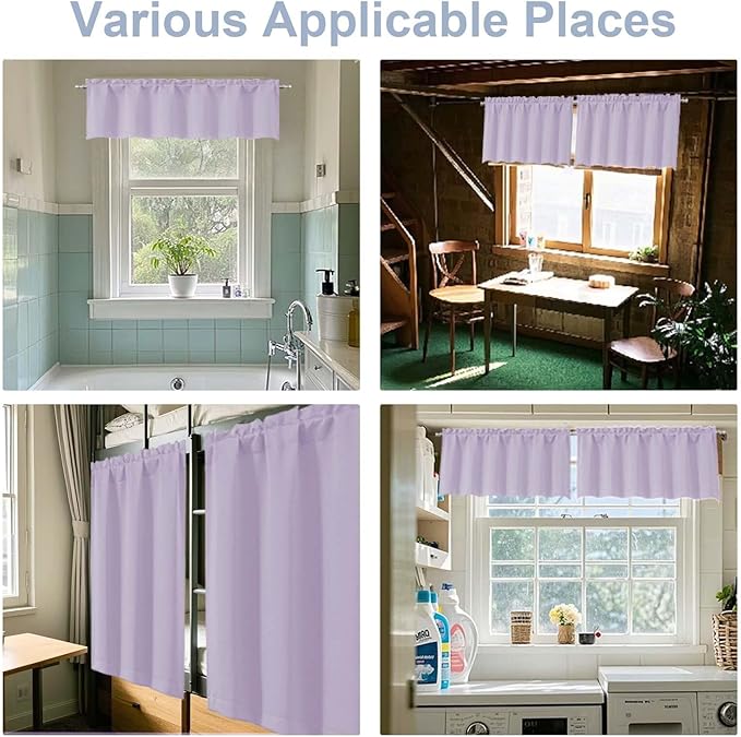 Chyhomenyc Short Curtains 24 Inch Length, Small Light Purple Curtain Rod Pocket - Image 8
