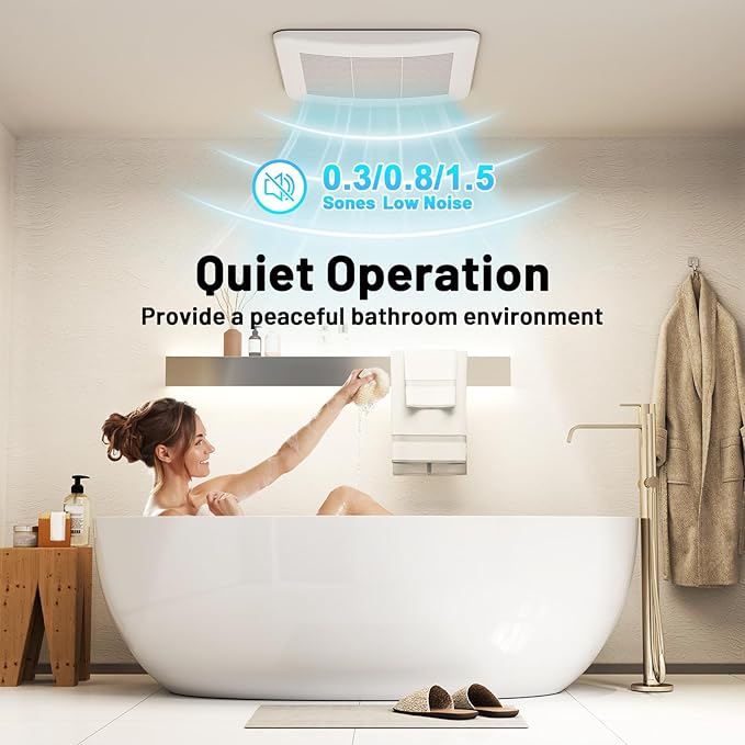 COSTWAY Bathroom Exhaust Fan, 50/80/110 CFM Ceiling Mount Exhaust Ventilation - Image 3