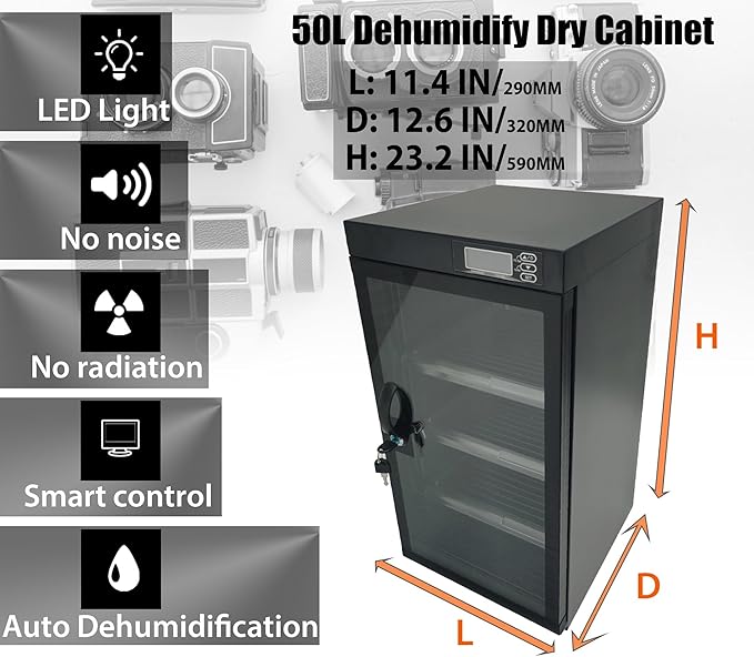 Modern Black 50L Camera Dehumidify Dry Cabinet - Image 2