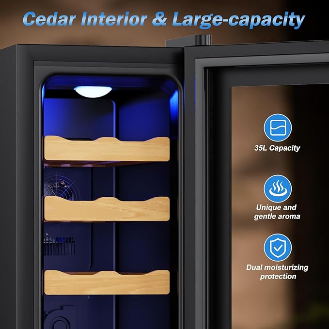 Electric Humidor-35L Cooling & Heating Humidor, Smart Touch Control Humidity & - Image 2