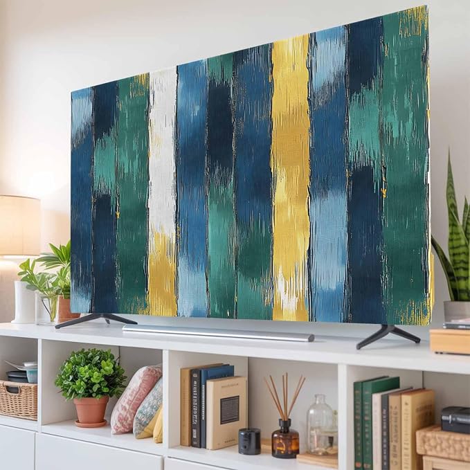 Abstract Color Splicing Ombre Art Indoor TV Cover, Elastic TV Screen Protector - Image 6