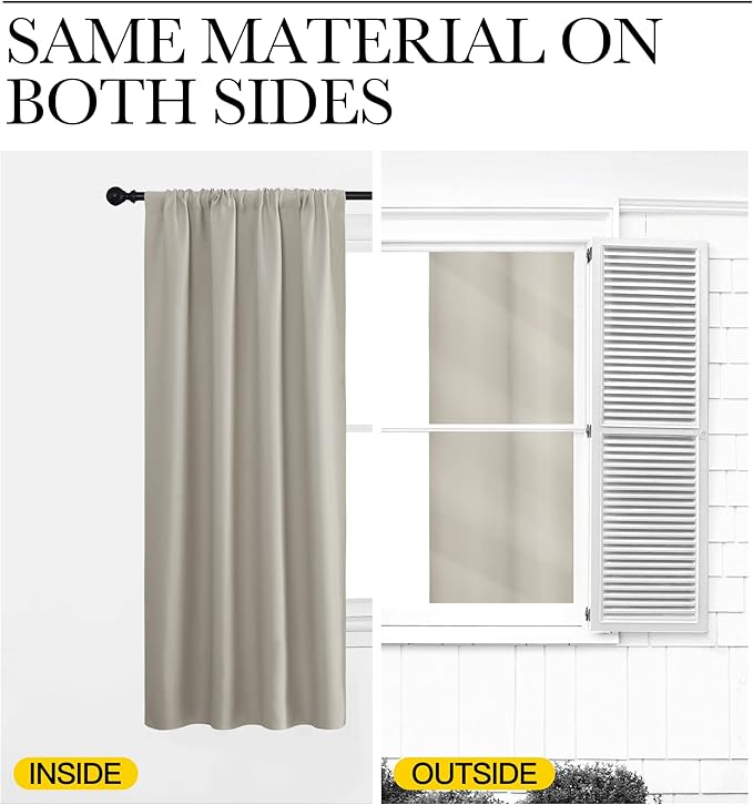 NICETOWN 2 Panels Blackout Curtains, Rod Pocket Thermal Insulated Drapes 84 - Image 5