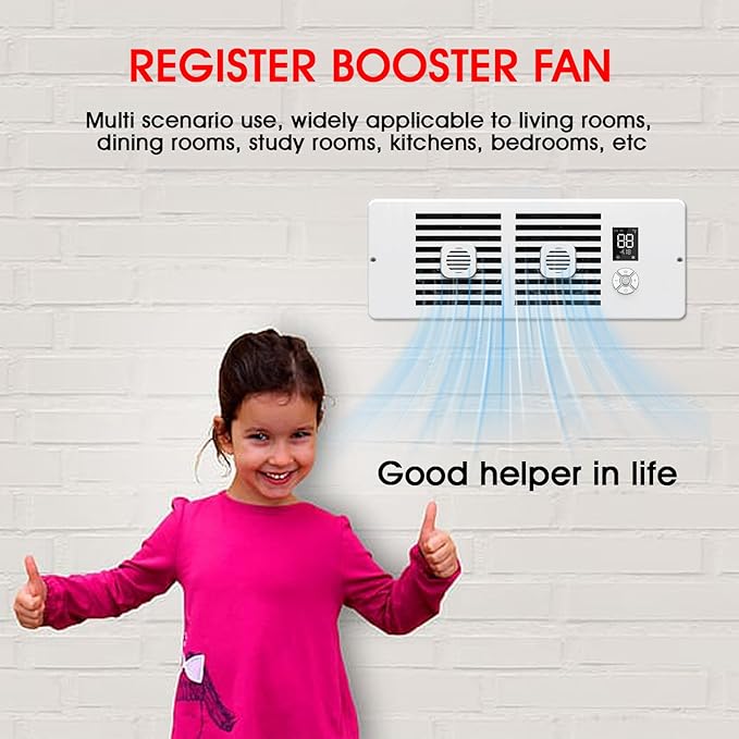 Register Booster Fan Fits 4" x 12" Register Holes, 10-Speed Smart Thermostat AC - Image 8