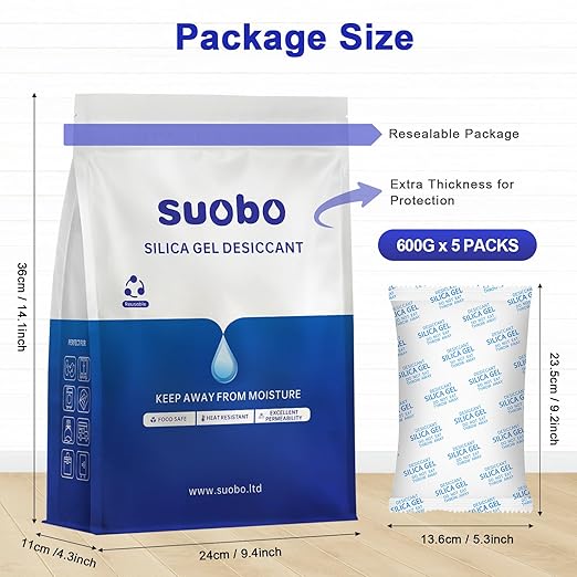 Large Desiccant Packs, 5 Packs 600 Gram Silica Gel Packets Reusable, - Image 6