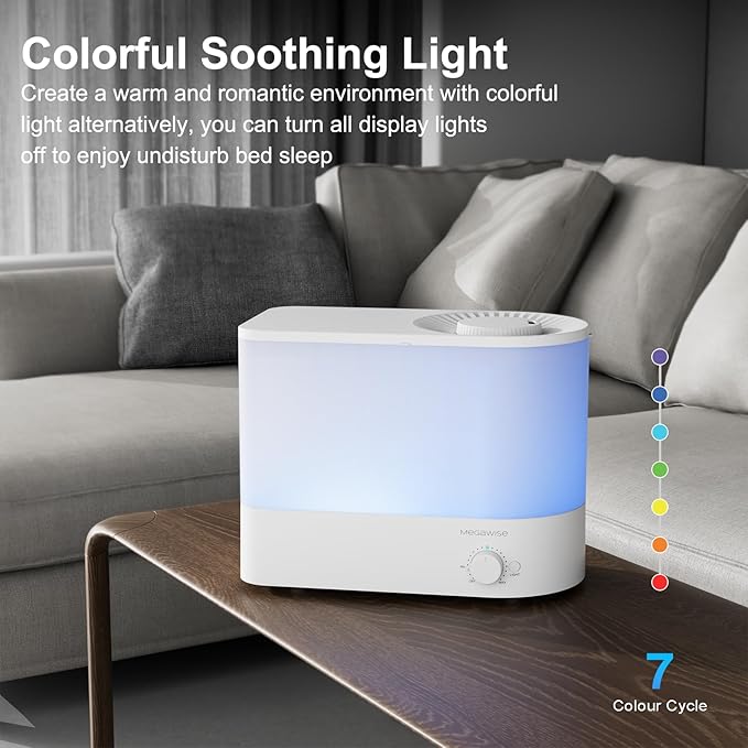 MEGAWISE 2025 Large Capacity Humidifier, 6L Top Fill Design, 50H Runtime - Image 7