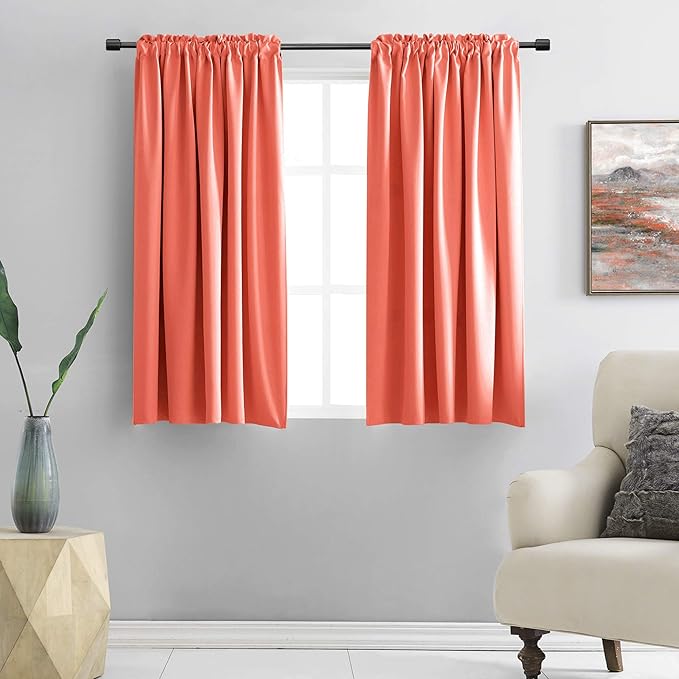 DONREN 48 Inch Length Coral Blackout Curtains by DONREN