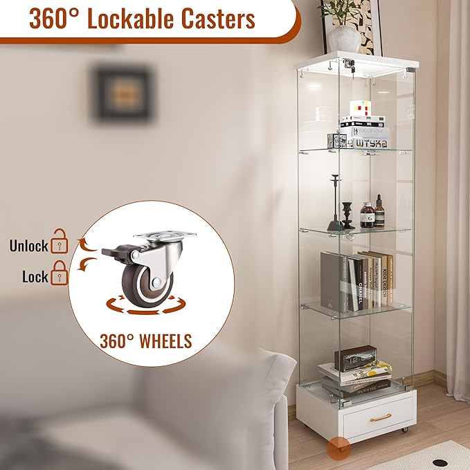 Yoluckea 4 Tiers Glass Display Cabinet - Image 4