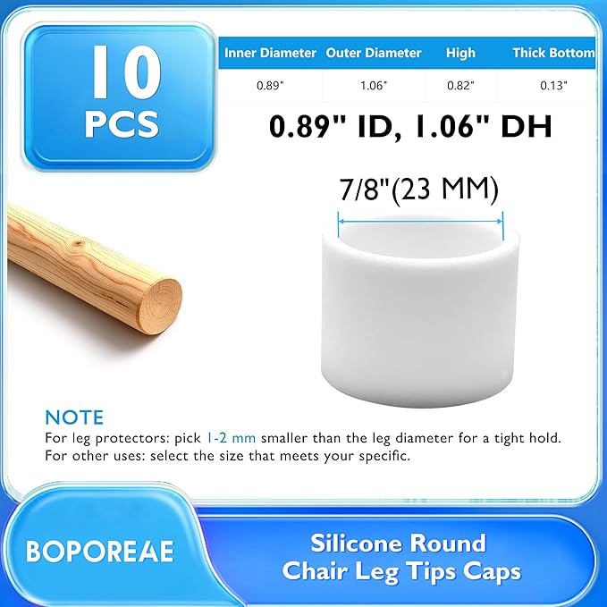 10 Pcs 7/8" Round Chair Leg Tips Caps, Silicone Rubber Furniture Leg Floor - Image 9