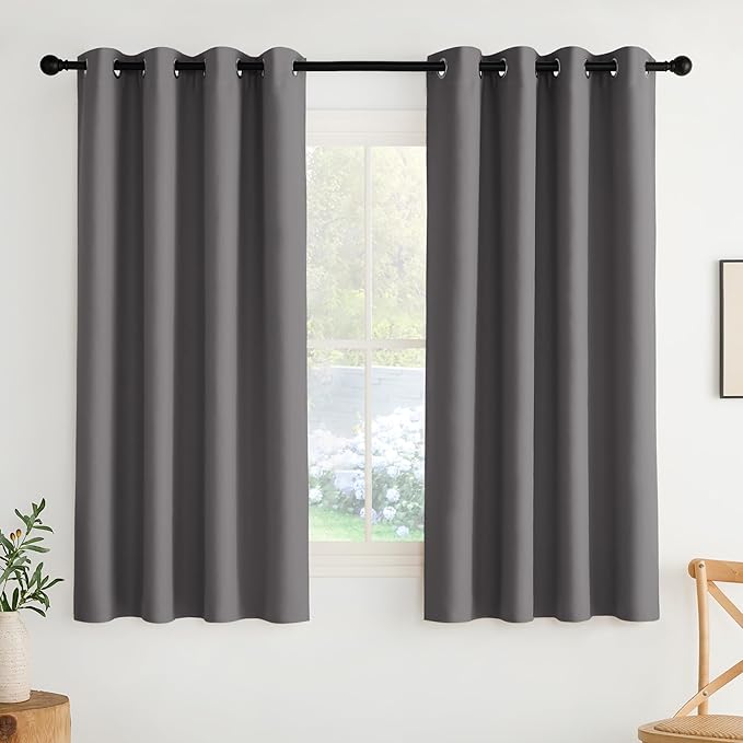 NICETOWN Room Darkening Draperies Curtains Panels, 2 Panels Grey W52 x L63 by NICETOWN