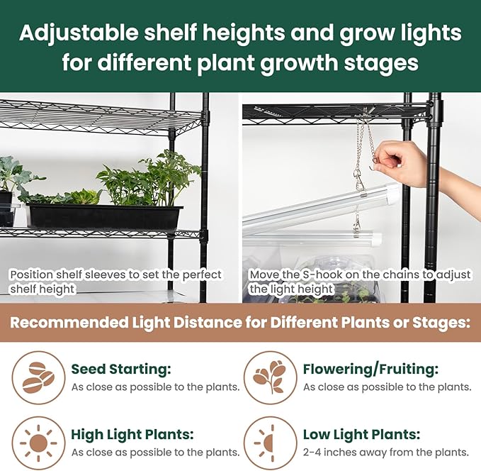 SOLIGT Plant Shelf with Grow Lights, 5 Tier Grow Light Stand Rack with 8 Pack - Image 4