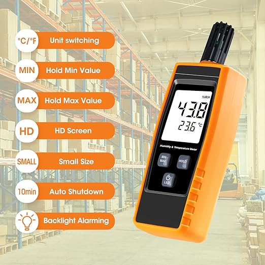 Handheld Humidity Meter, Digital Hygrometer Thermometer 0~100% RH/ -30~60°C LCD - Image 4