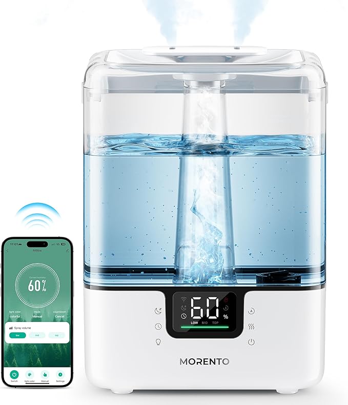 MORENTO Smart Humidifiers for Bedroom Large Room Home, 6L Cool Mist Top Fill by MORENTO
