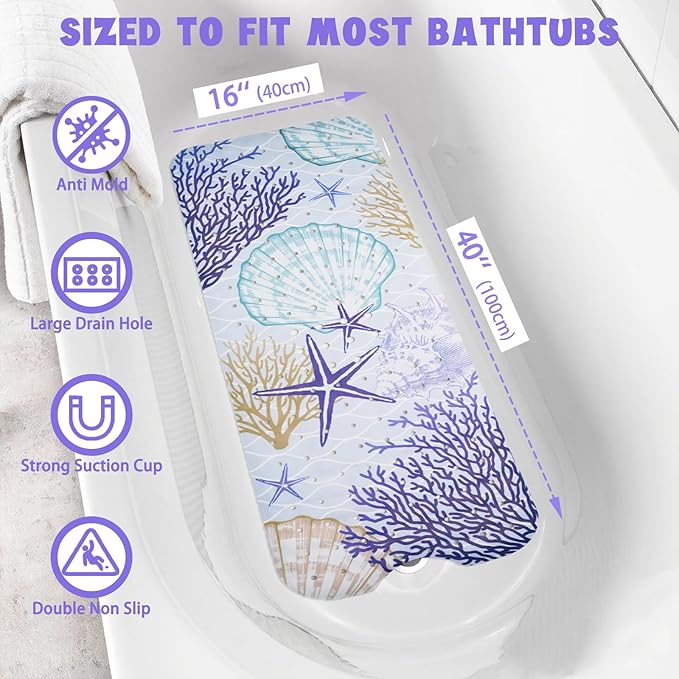 Ocean Bathtub Mat Non Slip, Cute Baby Bath Mat - Image 2
