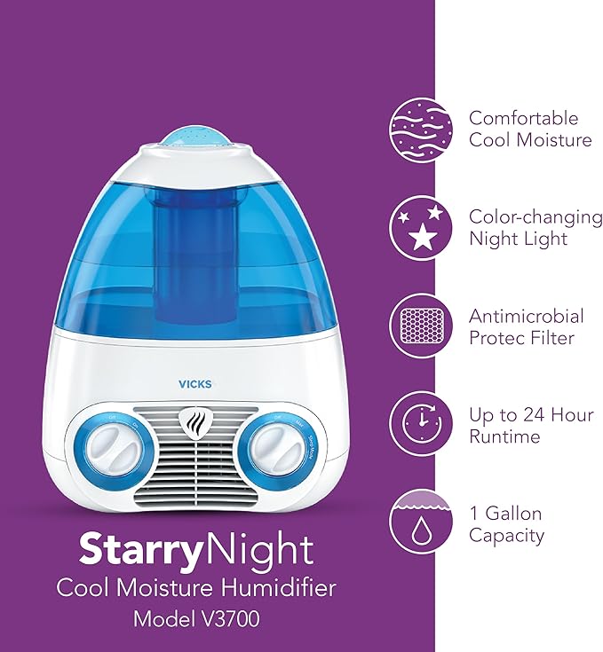 Vicks Starry Night Filtered Cool Mist Humidifier, Medium to Large Rooms - Image 4