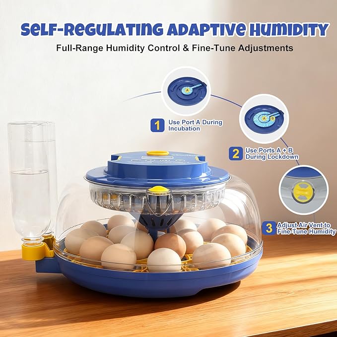 Smart 18-Egg Incubator for Hobbyists, Full-Stage Adaptive Humidity & Temp - Image 3