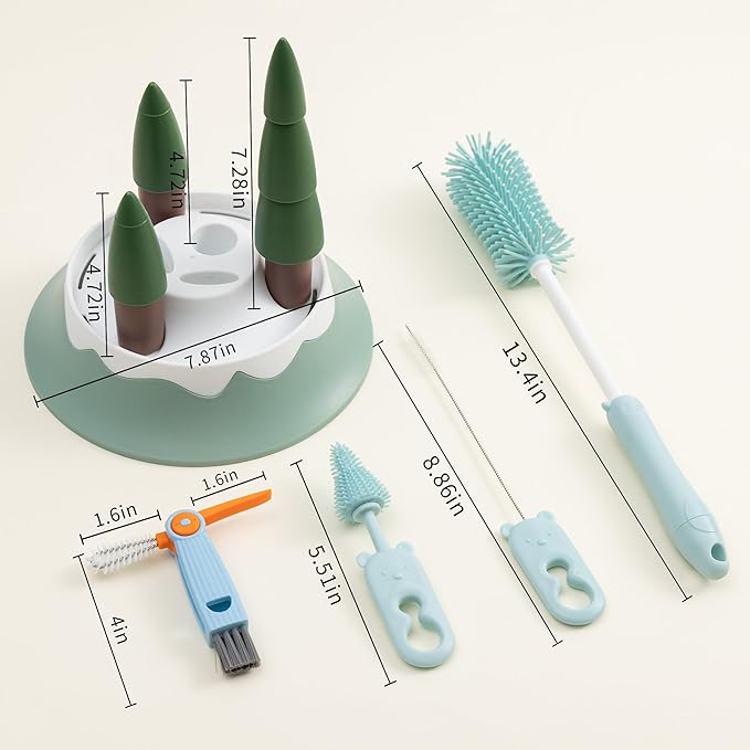 Chemimoso Baby Bottle Drying Rack and Cleaning Set, - Image 3