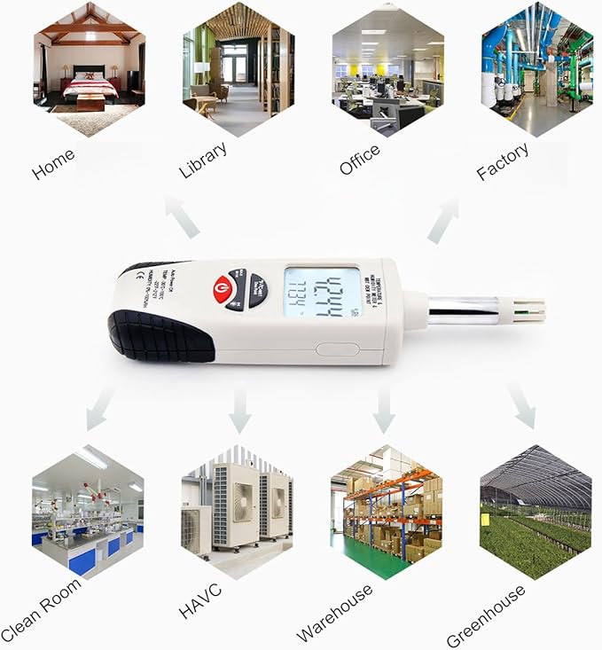 Hygro-Thermometer Psychrometer, Handheld Digital Humidity Temperature Meter - Image 5