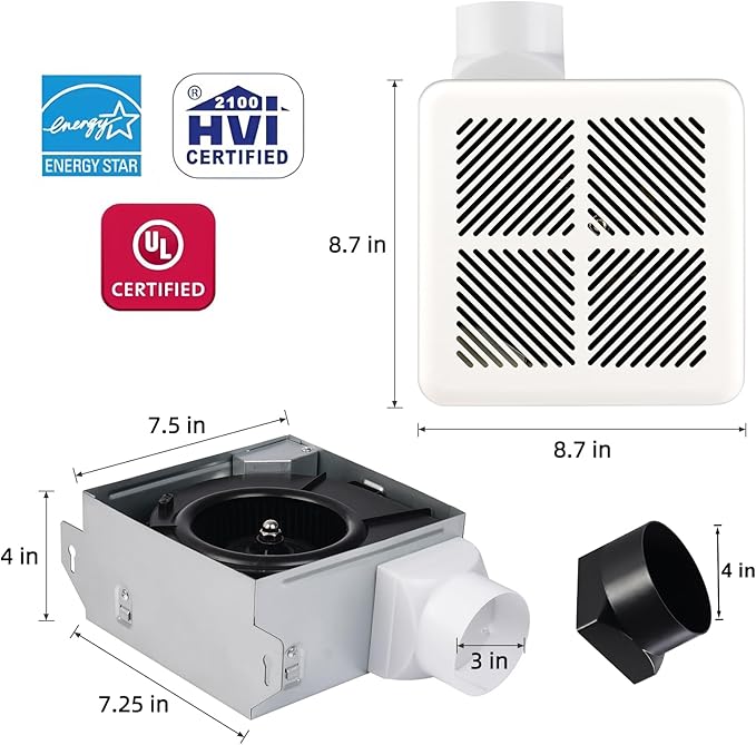 Tech Drive Very Quiet Bathroom Exhaust Fan - Image 4
