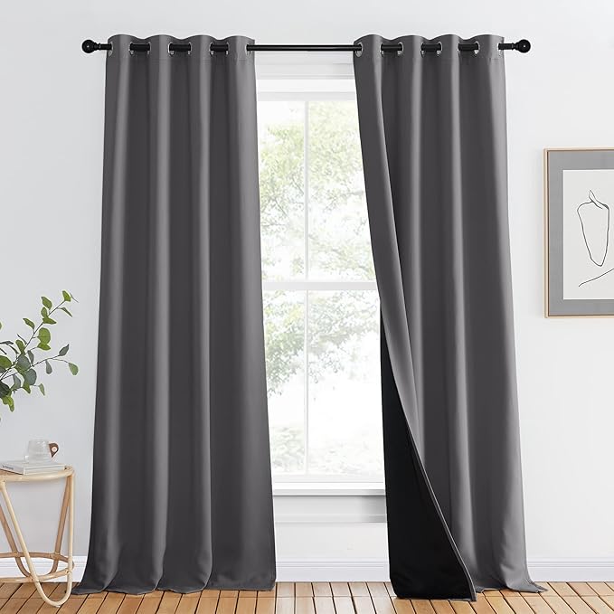 NICETOWN Grey Full Shade Curtain Panel, Energy Smart & Noise Blocking Out by NICETOWN