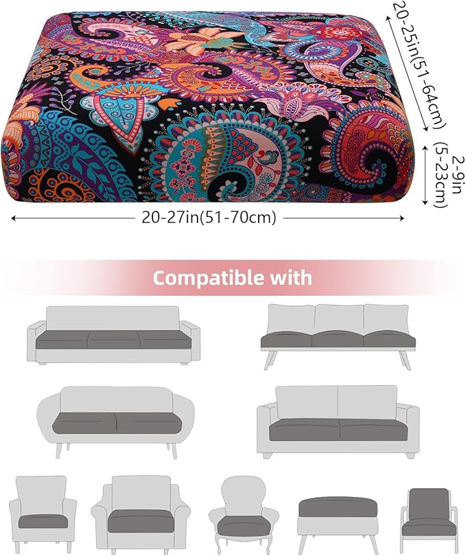 Fuloon Sofa Cushion Covers, Stretch Printed Seat Cushion Cover Couch Seat - Image 3