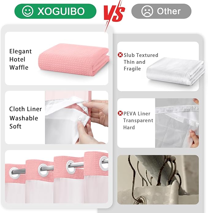 No Hook Shower Curtain and Liner Set - Image 5