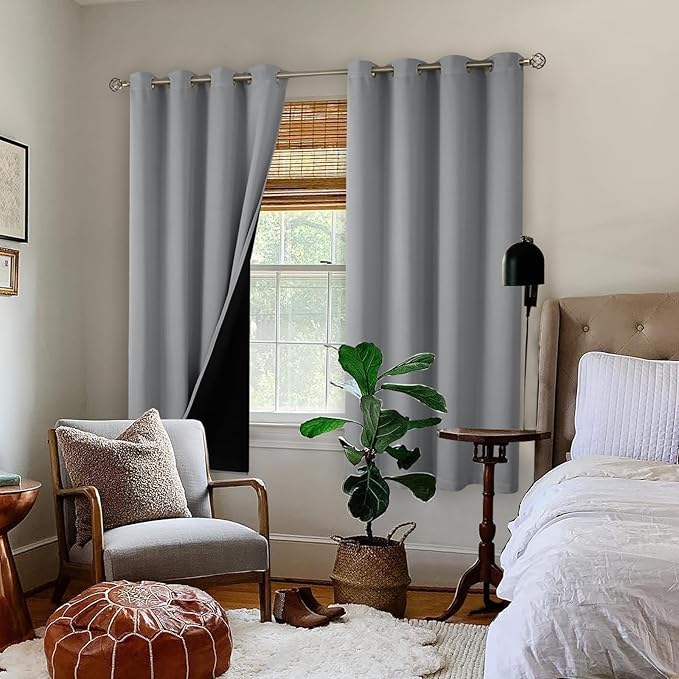 BGment Thermal Insulated 100% Blackout Curtains 63 Inch Length 2 Panels - Image 2