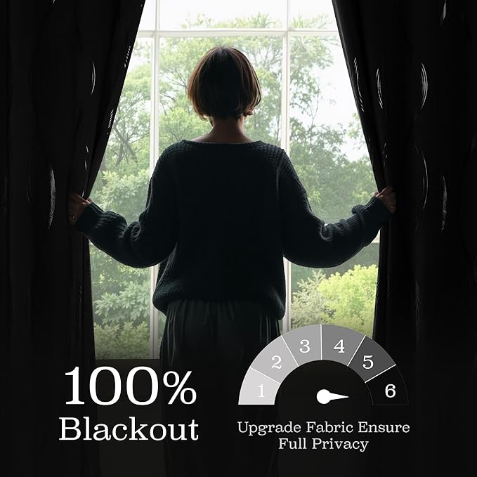 NICETOWN 100% Blackout Silver Grey Pattern Curtains 84“ Long - Image 2