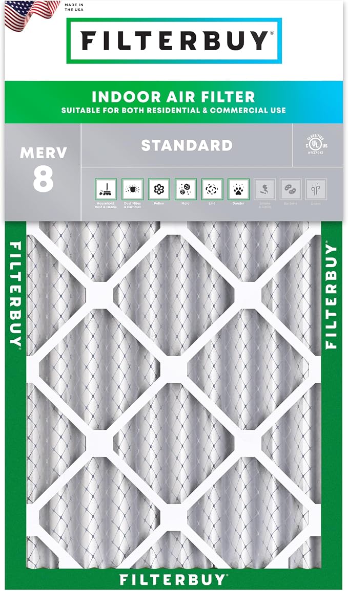 Filterbuy 12x20x4 Air Filter MERV 8 Essential Dust & Allergy Defense, by Filterbuy