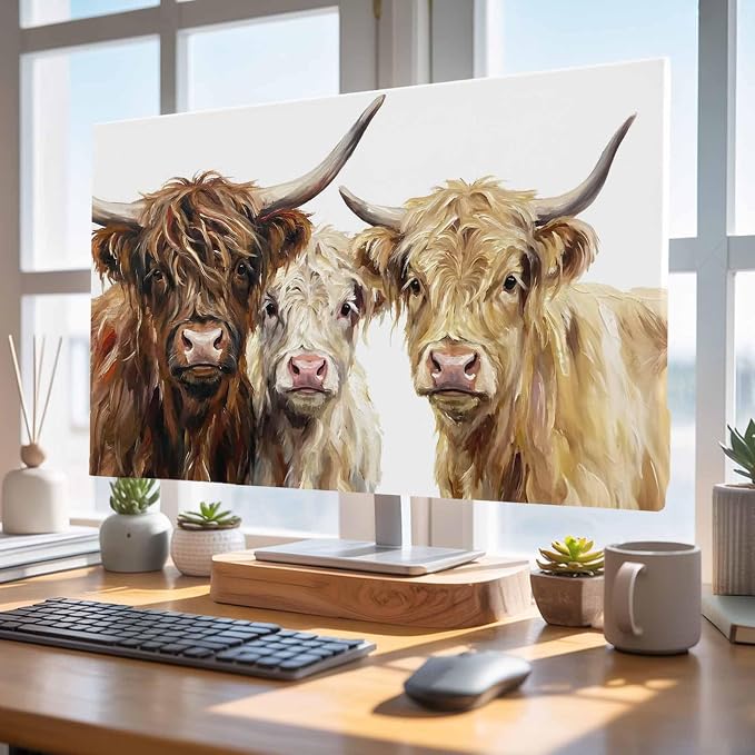 Farmhouse Highland Cows Indoor TV Cover, Elastic TV Screen Protector Watercolor - Image 5
