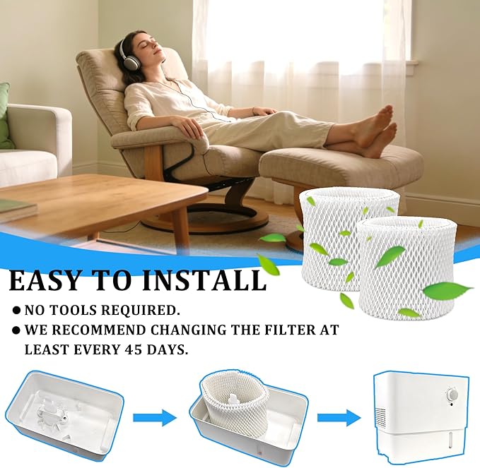2-Pack Humidifier Filter for Pelonis Humidifier PSU10E1BB, PSU10E2FBB and - Image 6