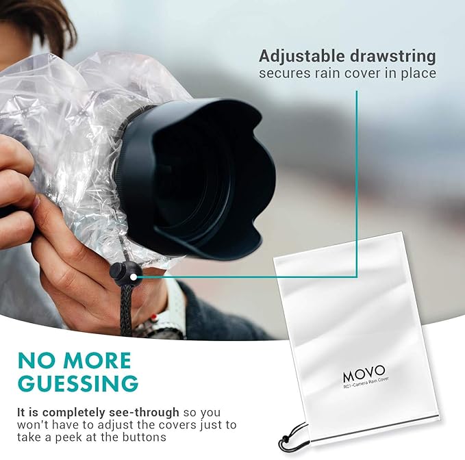 Movo RC1 Clear Rain Cover for DSLR Camera and Lens up to 18" Long - Image 6