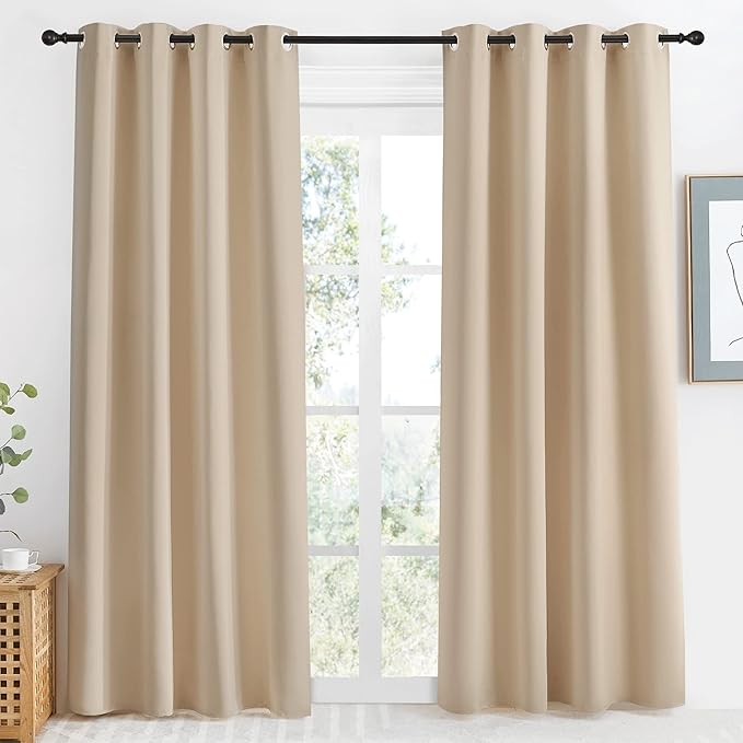 NICETOWN Room Darkening Biscotti Beige Curtain, 55x86 inches, 1 Piece, Modern by NICETOWN