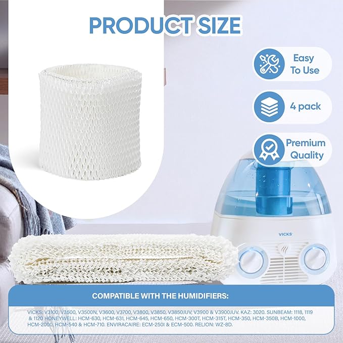 4 Pack WF2 Humidifier Wick Filter Replacement - Image 2