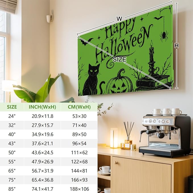 Happy Halloween Black Cat Pumpkin Indoor TV Cover, Elastic TV Screen Protector - Image 3