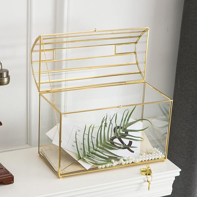 Wedding Card Box with Slot, 12.2'' Large Glass Card Boxes - Image 3