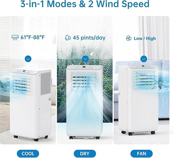Rapid Breeze 8, 000 BTU Portable Air Conditioner - 3 in-1 AC Unit - Image 2