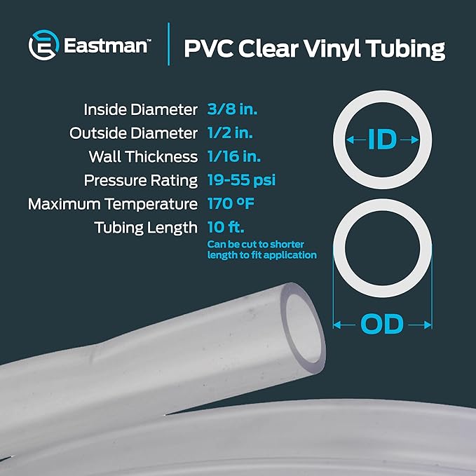 Eastman 3/8 Inch ID PVC Clear Vinyl Tubing, 10 Foot Length - Image 4