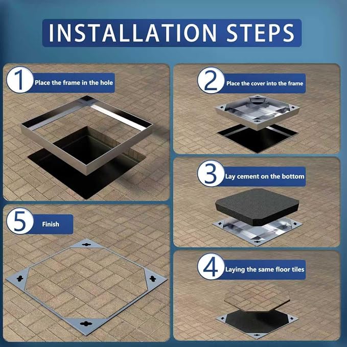 28x28 inch Stainless Steel Square Invisible Manhole Cover | Recessed Septic - Image 7