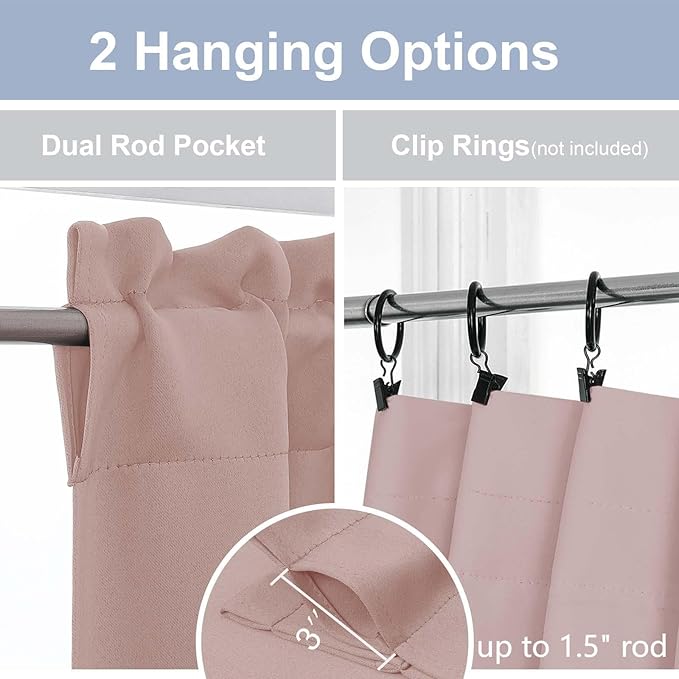 Chyhomenyc Blush Pink Short Blackout Curtains 45 Inch Length, Small Kitchen - Image 5