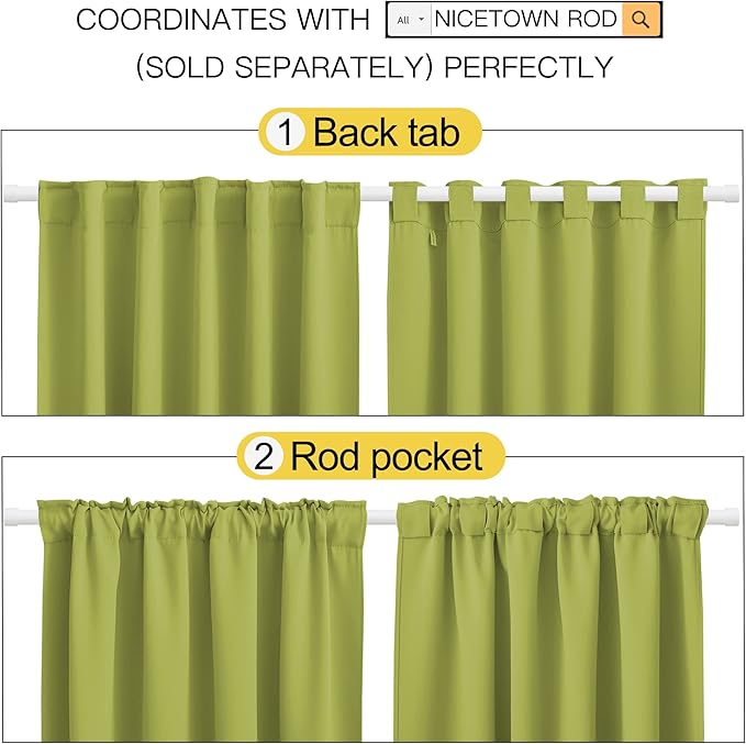 NICETOWN Green Curtains Blackout Drape Panels - Image 3