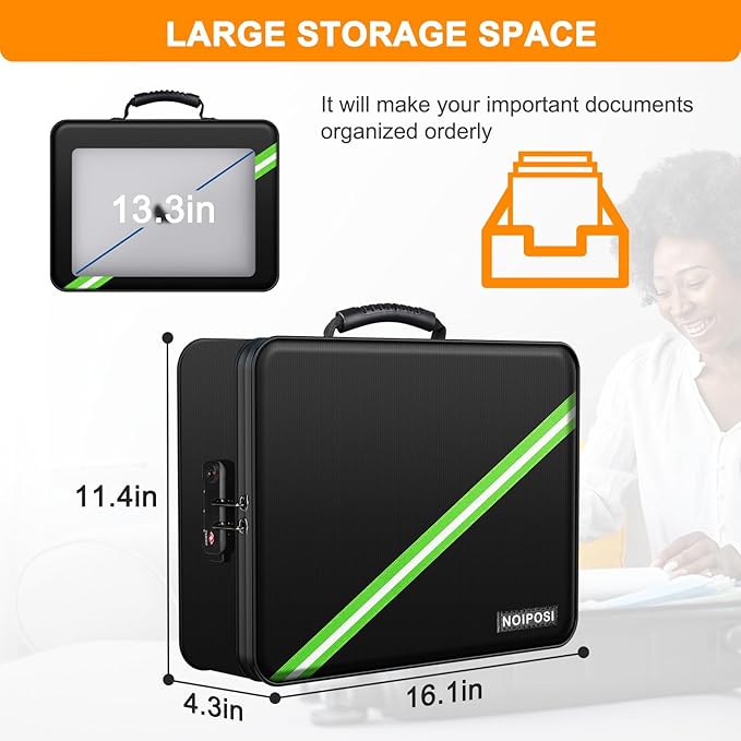 Noiposi 5200℉ Fireproof Document Box, 16.1x 11.4x4.3 Inch Waterproof and - Image 6