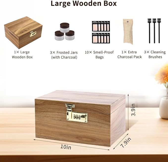Large Wooden Box With Combination Lock, Wooden Lock Box With Lid, Locked - Image 6